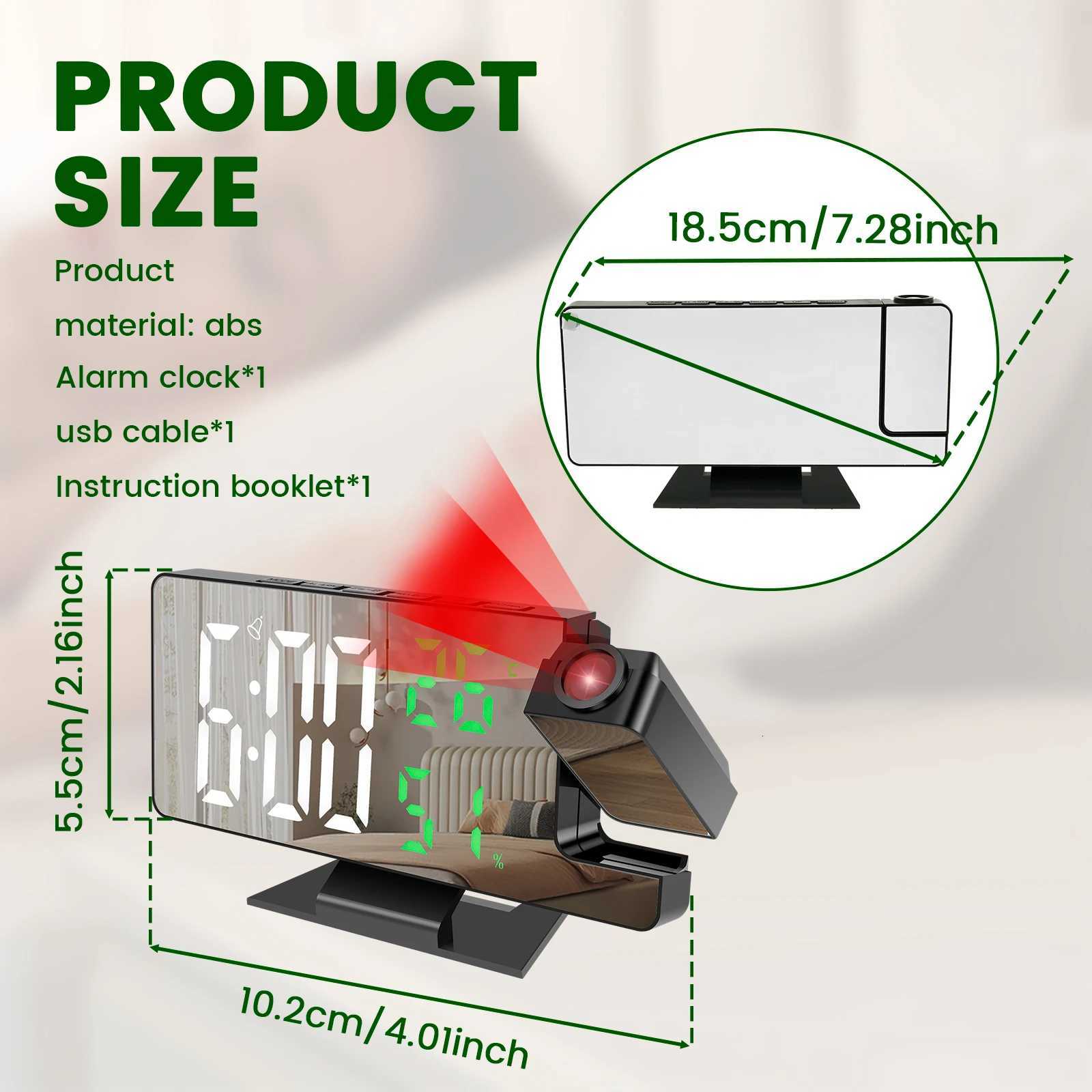 Projection digital alarm clock 180 arm projection LED alarm clock multifunctional USB plug in projector desktop LED clock M251205 - view 7
