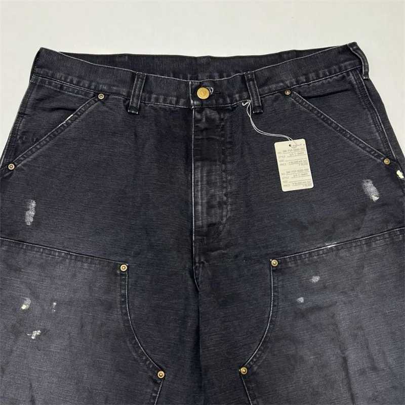 Wash Damaged SAINT Mxxxxxx Zipper Denim Shorts Men Women 11 Best Quality Oversized Retro Black Jeans X251205