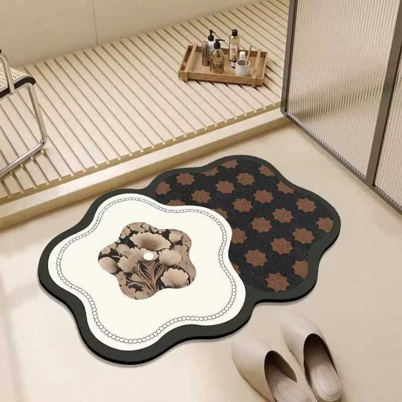 Toilet door floor mat Diatom mud absorbent non-slip mat Toilet carpet Bathroom floor mat Silicone door mat H251205
