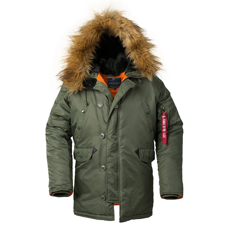 2025 Winter N3B puffer men long coat military fur hood warm tactical bomber army korean thick parka 251129 - view 5