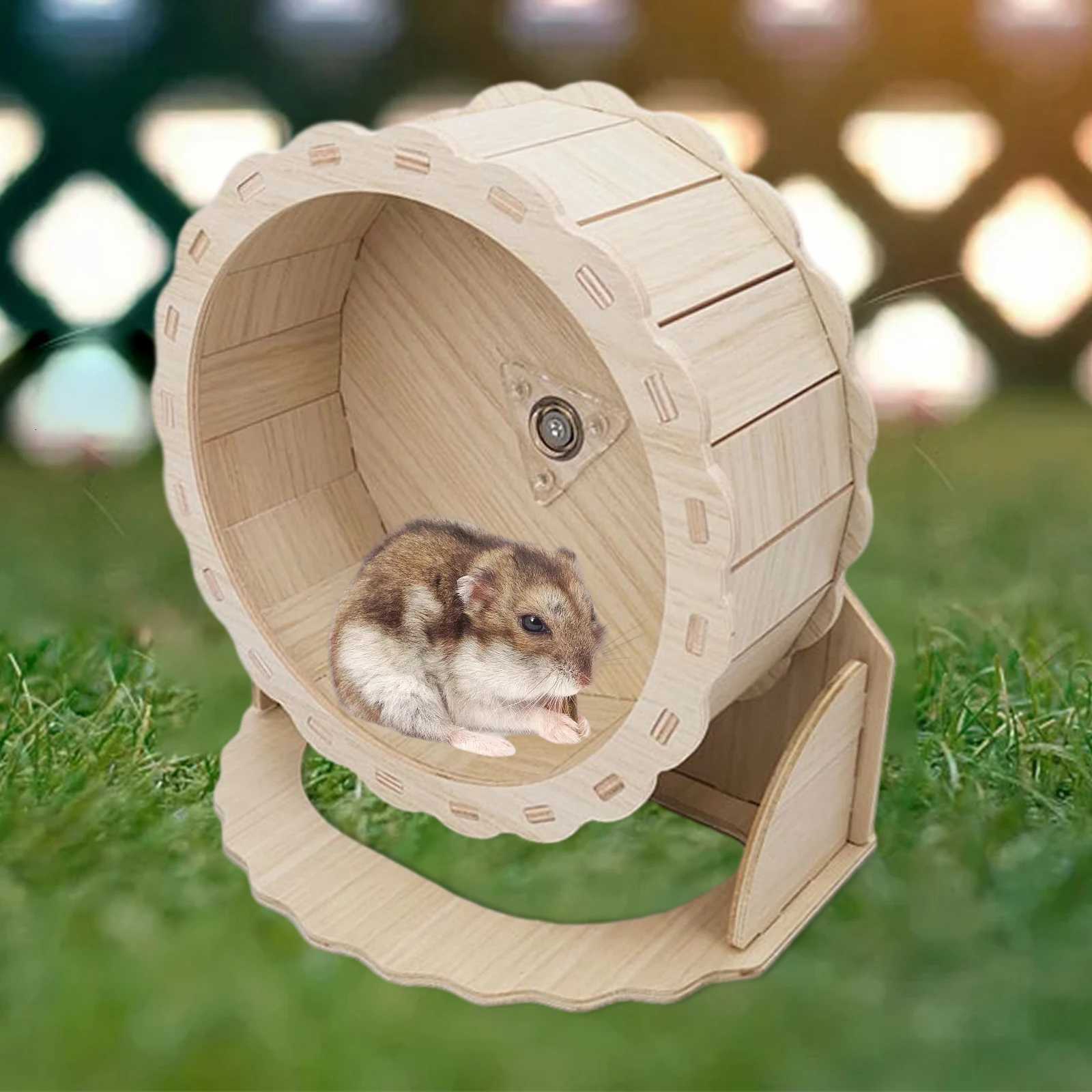Hamster Wooden Running Wheel Toys Exercise Wheels for Gerbils Syrian Hamster Pet Hamster Running Wheels Stand Cage Accessories M251205