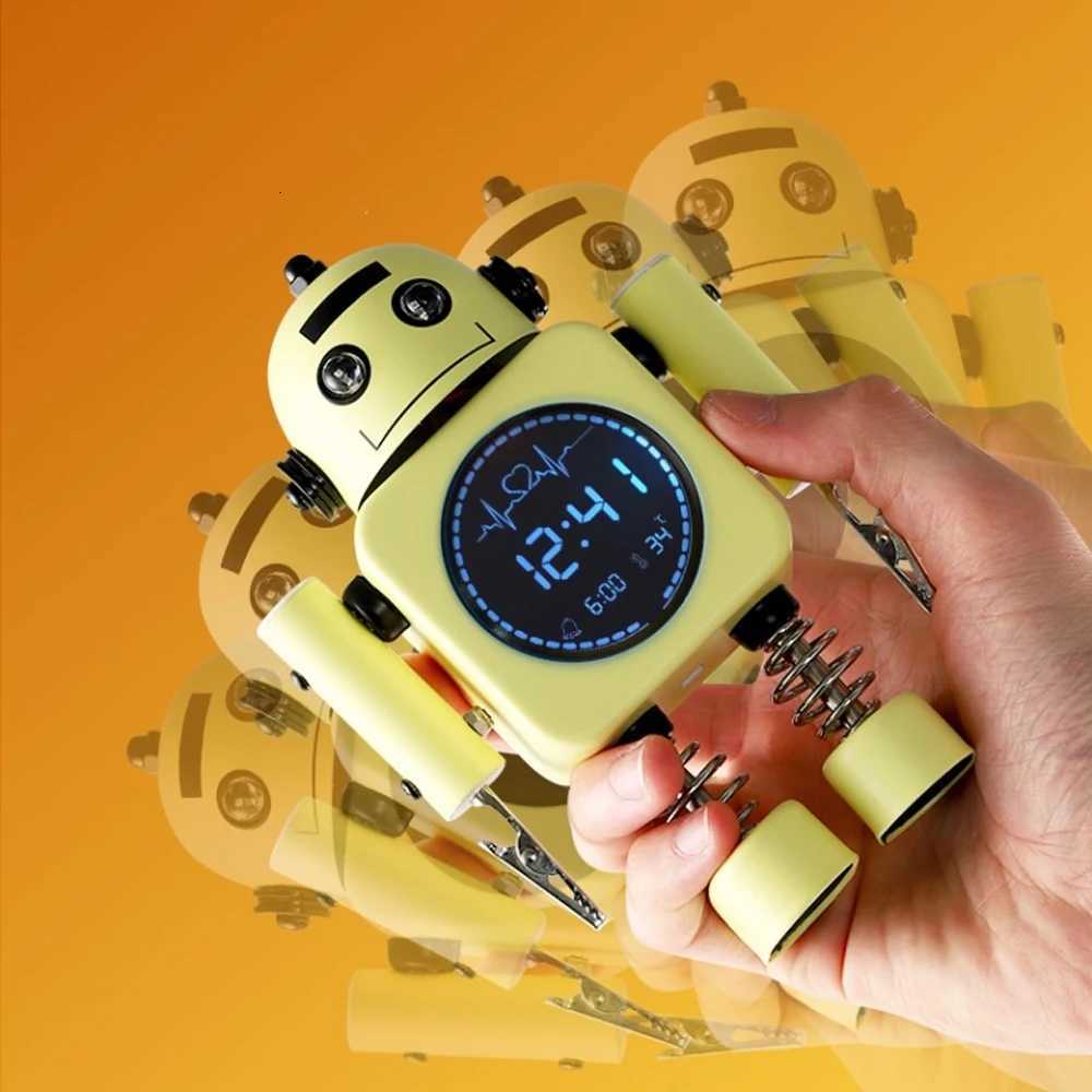 Mute Robot Alarm Clock Metal Creative Luminous Digital Display Design Student Children Bedroom Desk Decoration Multi-Color M251205 - view 7