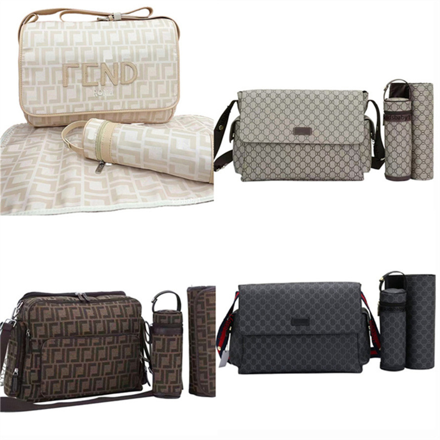 Designer bag strollers baby mother diaper pads water bottles coolers three-piece letter zipper travel bags n107q