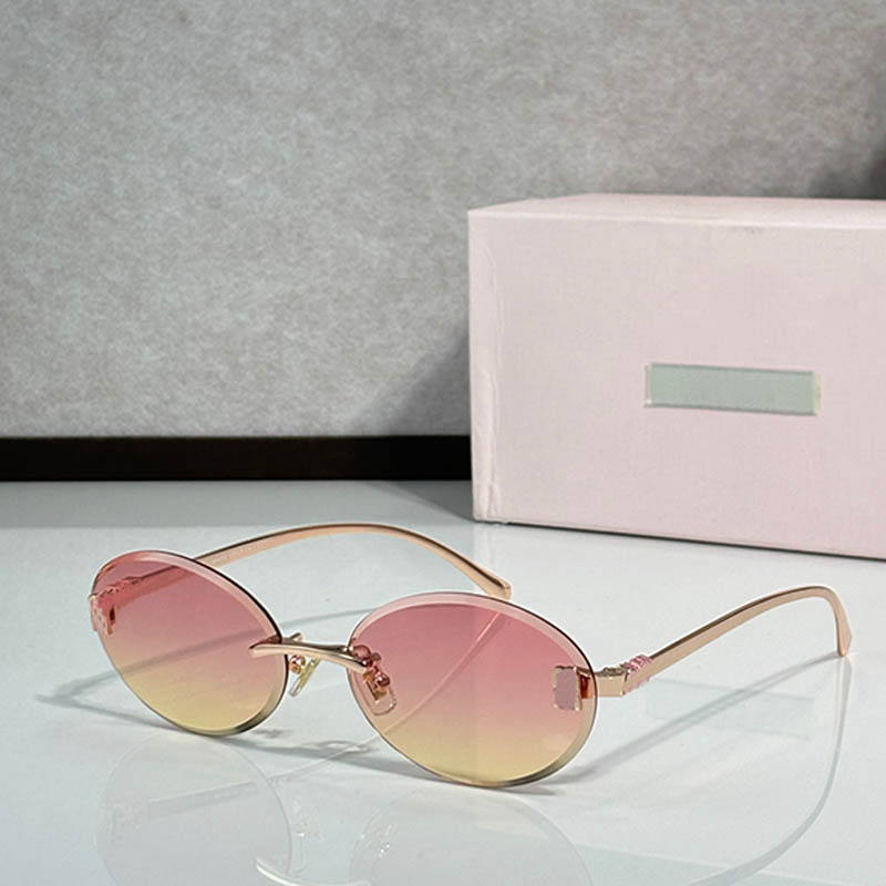 Designer Women Mini Oval Sunglasses Fashion lady frameless oval sunglasses Outdoor leisure party women UV400 MU1898