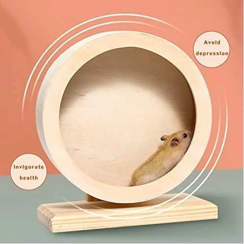 Wooden Hamster Silent Exercise Wheel Durable Natural Eco-Friendly Small Animal Cage Accessories Pet Habitat Toys For Hamsters M251205