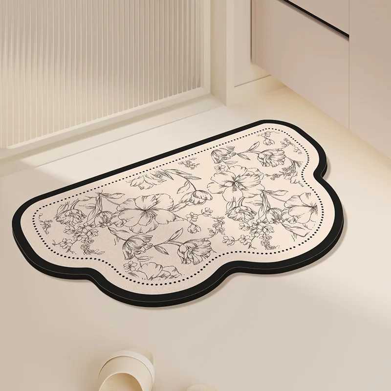 Diatom mud simple and luxurious European style floor mat for bathroom and toilet strong water absorption and anti slip foot mat H251205