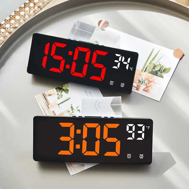 Voice Control Digital Alarm Clock Temperature Dual Alarm Snooze Desktop Table Clock Night Mode 12/24H LED Digital Clock Desk M251205 - view 4