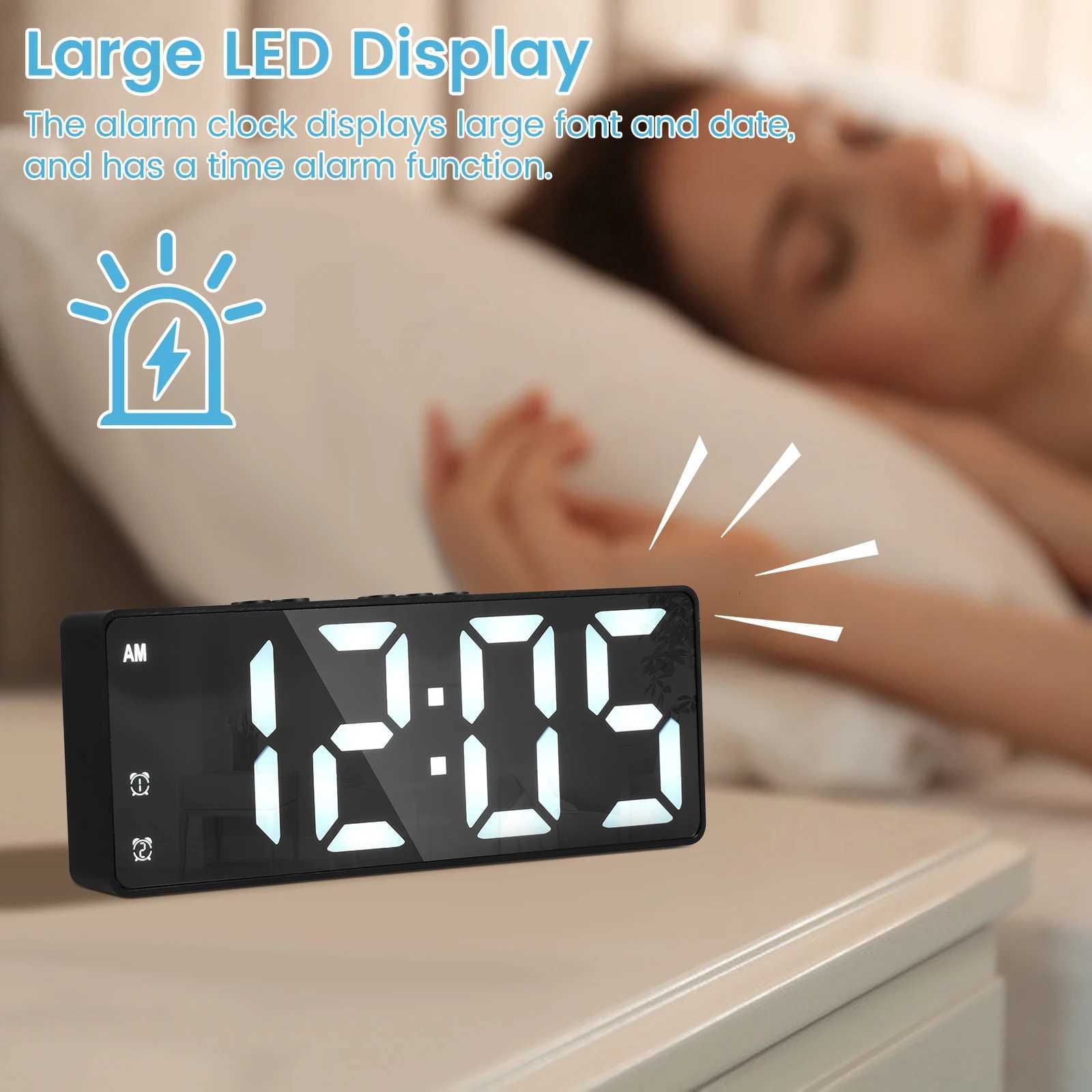 LED alarm clock digital clock voice control adjustable brightness high-definition digital dual power mute living room clock M251205 - view 4