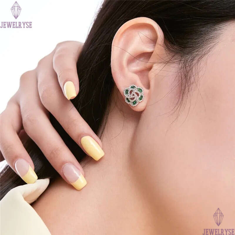 luxury diamond designer earring for woman 925 sterling silver round heart pink blue green 5A zirconia 18k gold womens back stud earrings jewelry acces