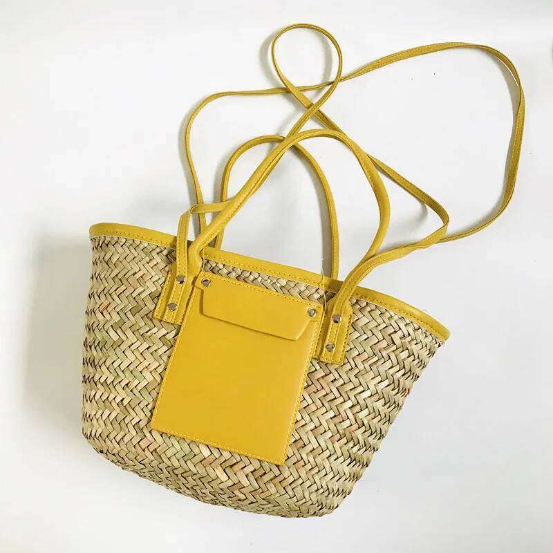 Summer Fashion New Lady Handmade Rattan Bag High Quality Straw Multifunctional Top Handle Large Hollow Resort Beach Handbag