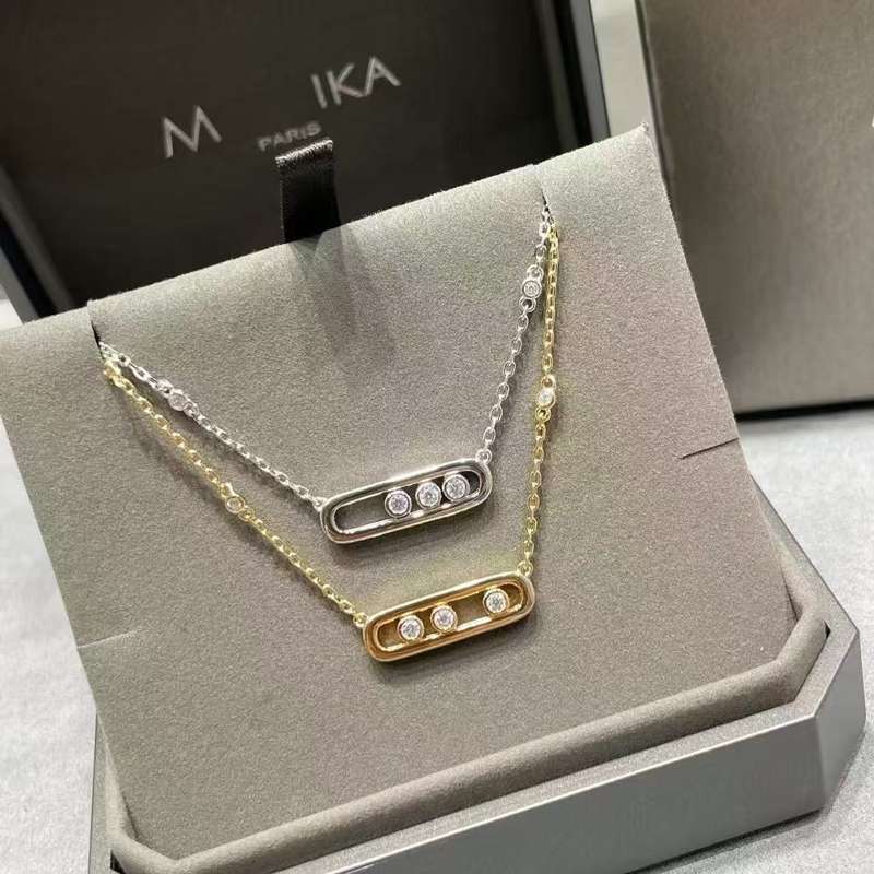 designers necklace High version three diamond trend letters gift silver Knot frame necklace simple personality versatile romantic high class feeling light good