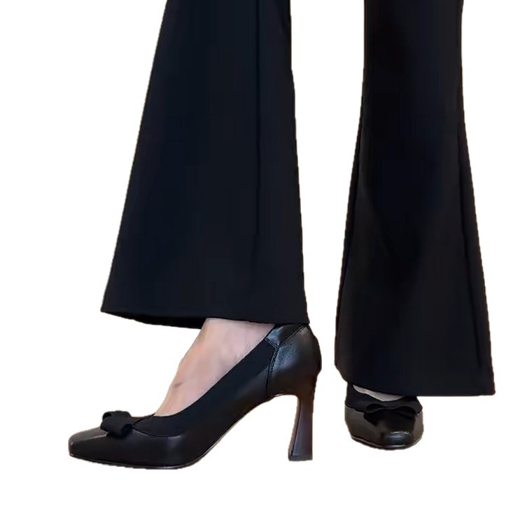 Free shipping Designer Dress Shoes 2026 New Coarse Heels Womens Fashion Bow Heels Commuter Versatile brown