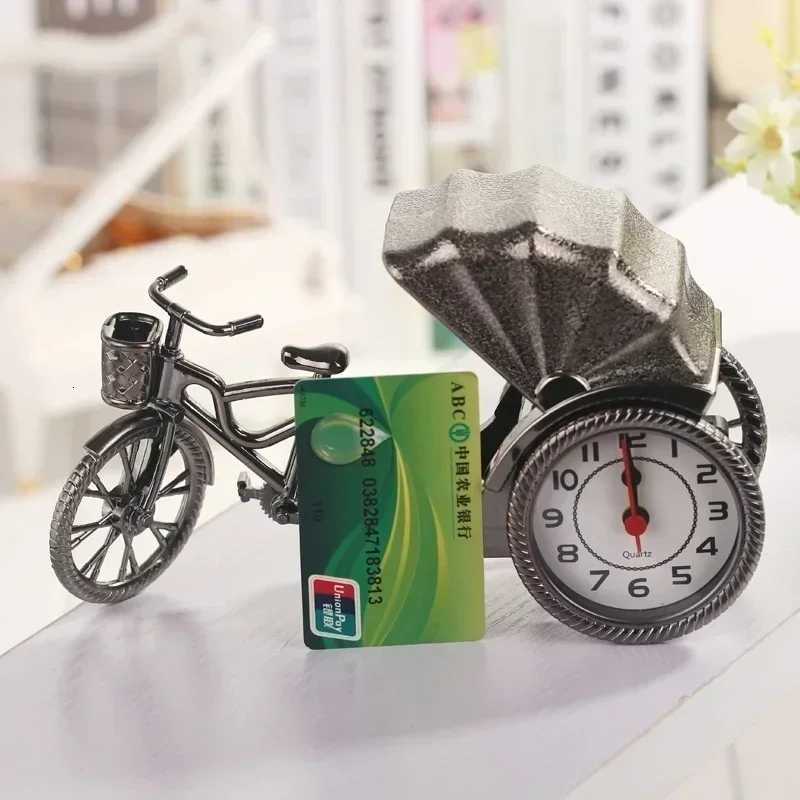 Retro Rickshaw Car Alarm Clock Plastic Desktop Decoration Home Model Bedside Clock Mechanical Movement Living Room M251205 - view 3