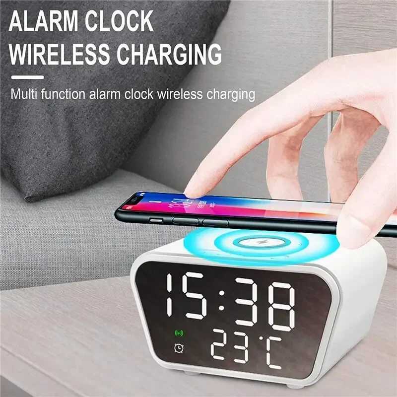 Wireless Charger Pad LED Digital Alarm Clock Desktop Temperature Phone Chargers Stand 15W Fast Wireless Charging Dock Station M251205 - view 5