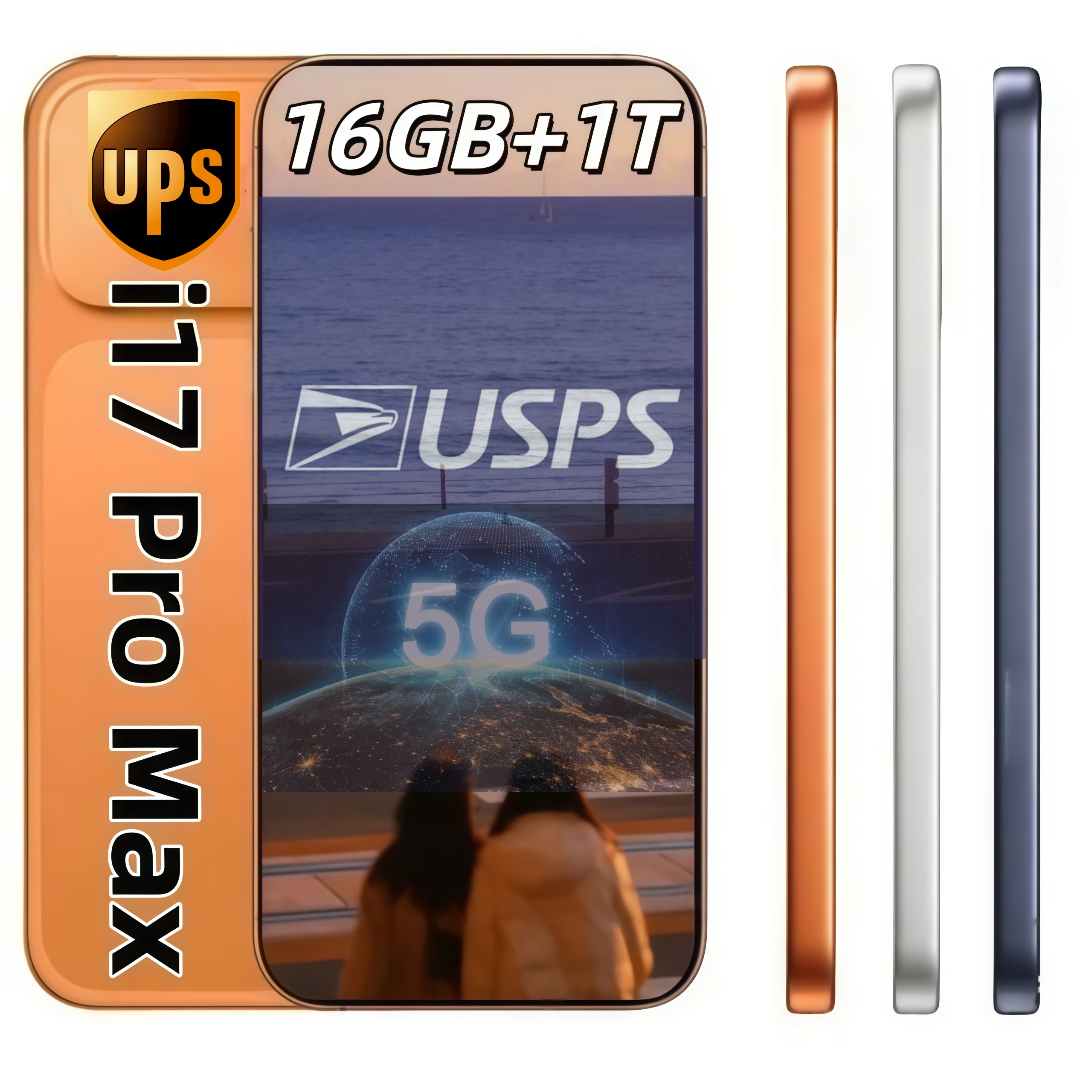 cellphone i16 i17 Pro Max 16+1TB wireless charging network 5G smartphone unlock 7.3 full HD 72+108MP pixel fingerprint unlock facial recognition