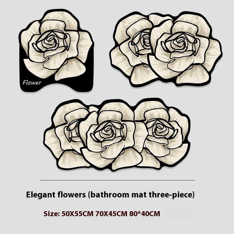 VIKAMA 1/3PCS Carpet French Premium Shaped Toilet Carpet Light Luxury Bathroom Toilet Absorbent Non-slip Cushion Home Decoration H251205