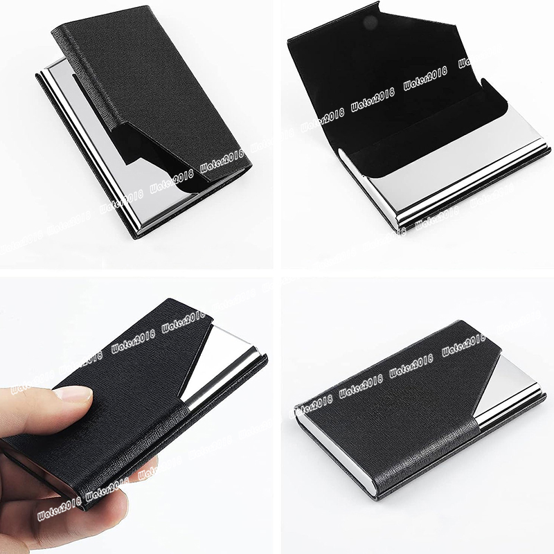 Business Card Holder Upgraded Leather Card Case Metal Slim Pocket Name Card Box RFID Blocking Business Cards Carrier with Magnetic Closure 10 Colors