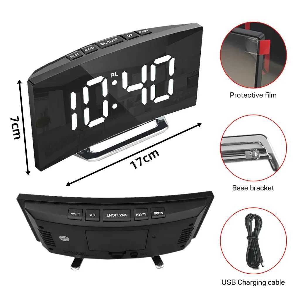 1pc LED Mirror Digital Clock Bedroom Office Travel Electronic Table Clock Desktop Makeup Mirror Alarm Clock Temperature Function M251205 - view 6