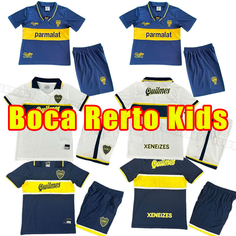 Kids child BOCA JUNIORS retro soccer jerseys MARADONA vintage football shirts 82 94 95 96 97 98 99 10 11 1981 1982 81 82 93 95 96 97 enfants