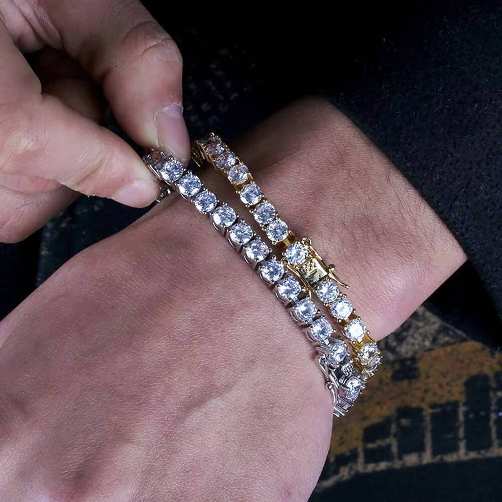 Fashion Jewelry 1 Rows 3-6mm Moissanite Tennis Bracelet Hip Hop Bracelet Silver 925 Pass Diamond Tester Iced Out Tennis Bracelet