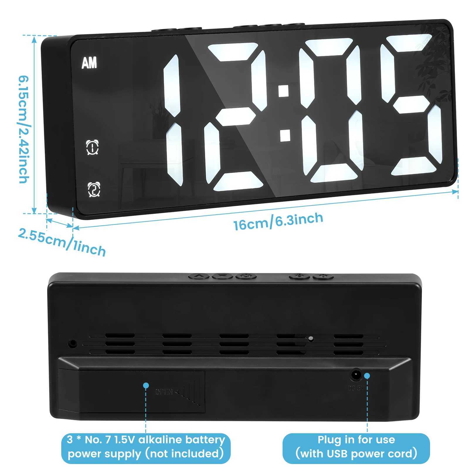 LED alarm clock digital clock voice control adjustable brightness high-definition digital dual power mute living room clock M251205 - view 7