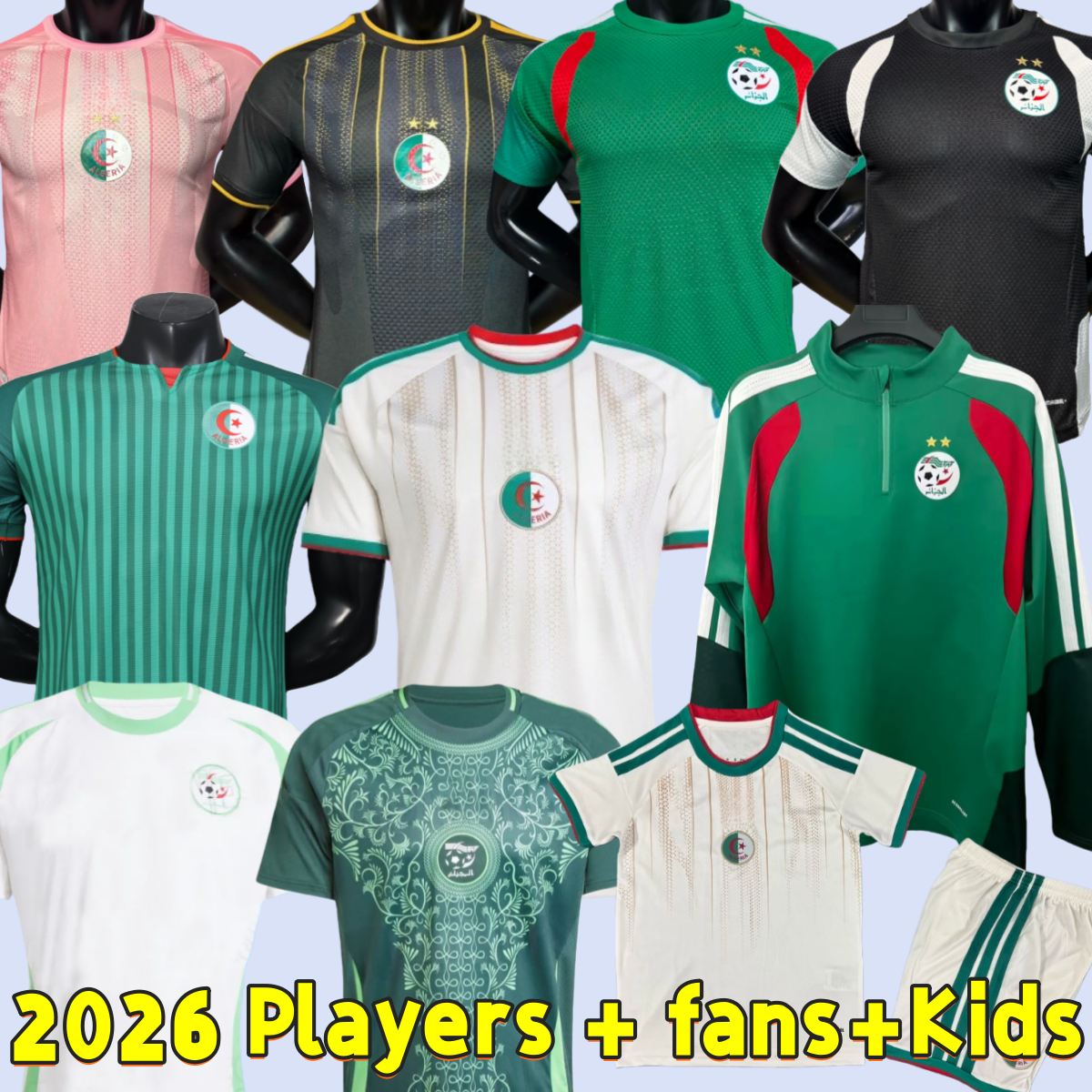 Algeria 2026 soccer jersey 26 27 MAHREZ Gouiri Amoura Hadj Moussa Boudaoui Houssem Aouar Rayan Ait-Nouri Benrahma Ramiz home away Camisetas football shirt men kids