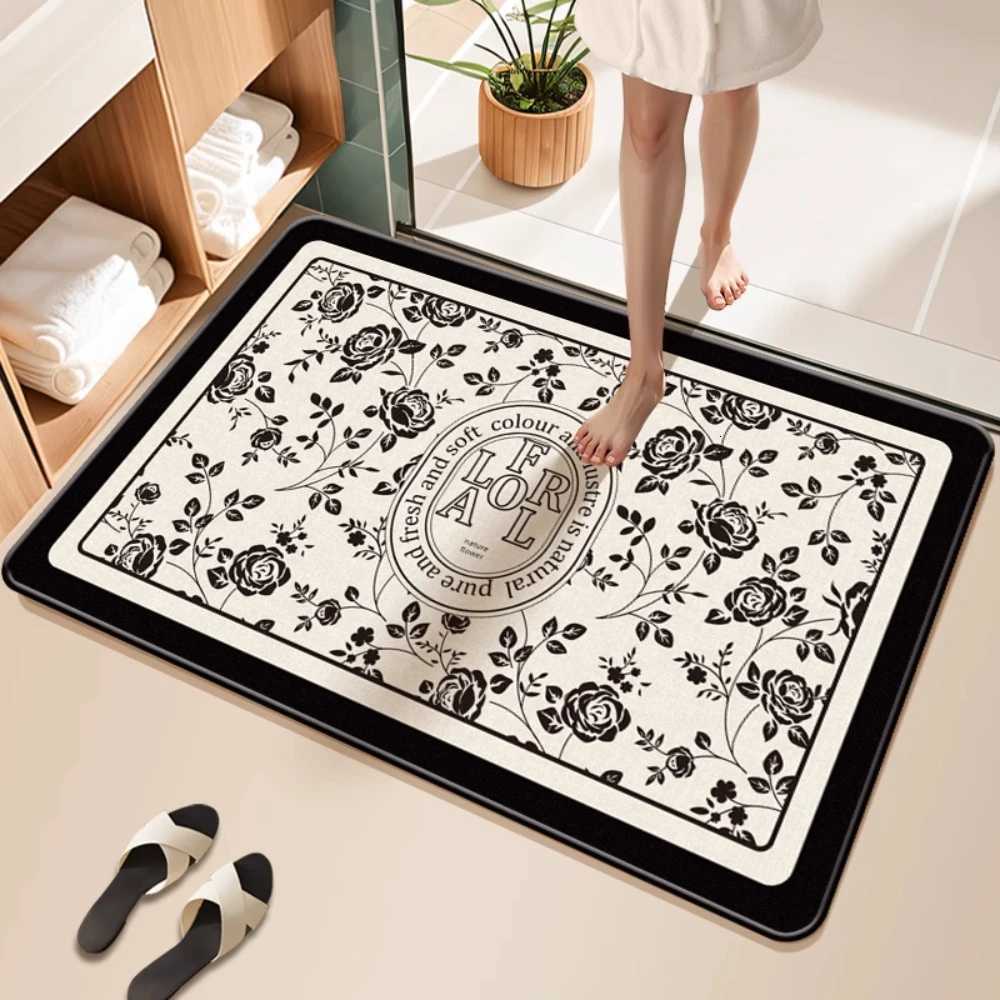 VIKAMA Bathroom Mat Earth Color Modern Simple Diatom Mud Bathroom Absorbent Mat Anti-Skid Wear-Resistant Doorstep Mat H251205