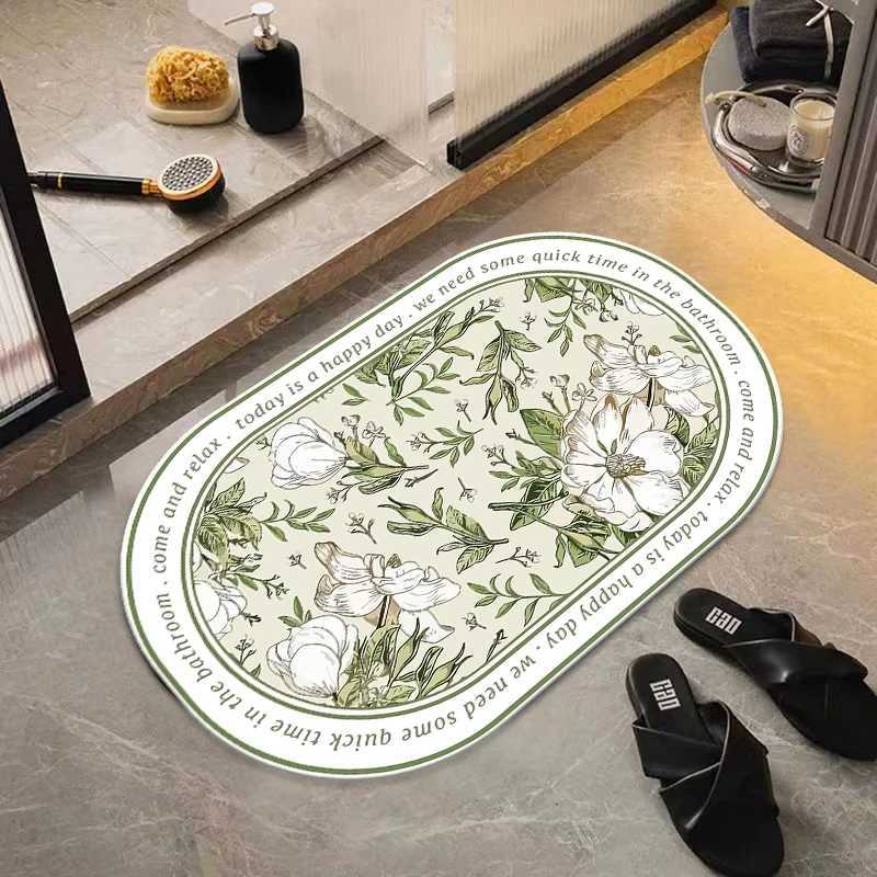 Diatom mud bathroom floor mat toilet door absorbent foot mat toilet carpet bathroom non-slip mat quick drying H251205