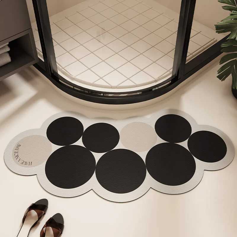 VIKAMA Light Luxury High-End Bathroom Diatom Mud Floor Mat Arc-Shaped Quick-Drying Anti-Slip Floor Mat For Home Decoration H251205
