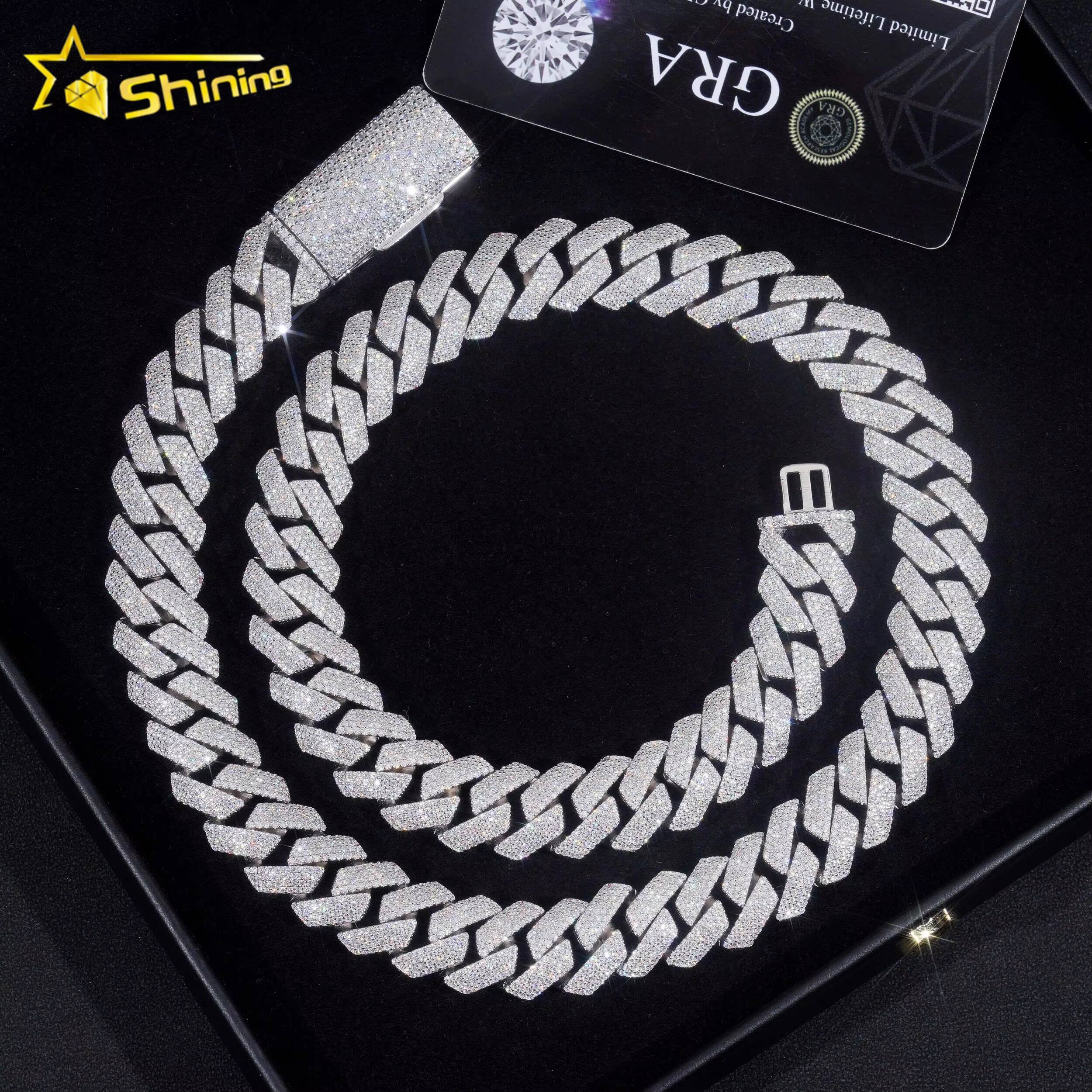 Wholesale Price S925 Sterling Silver Fine Jewelry Iced Out Cuban Chain VVS Moissanite Diamond Cuban Link Chain