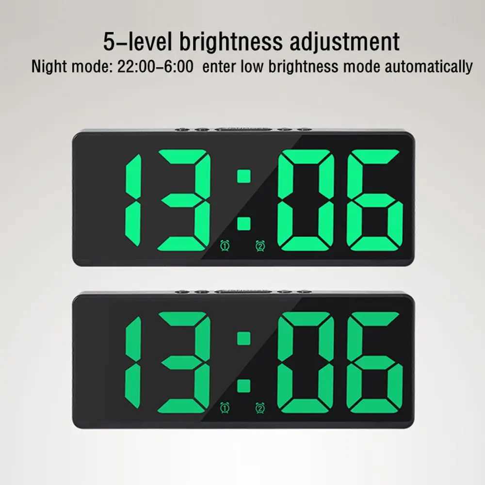 Creative Number Clock Color Nightlight Temperature Calendar Alarm Clock LED Large Number Electronic Clock Backlight Home Decor M251205 - view 5