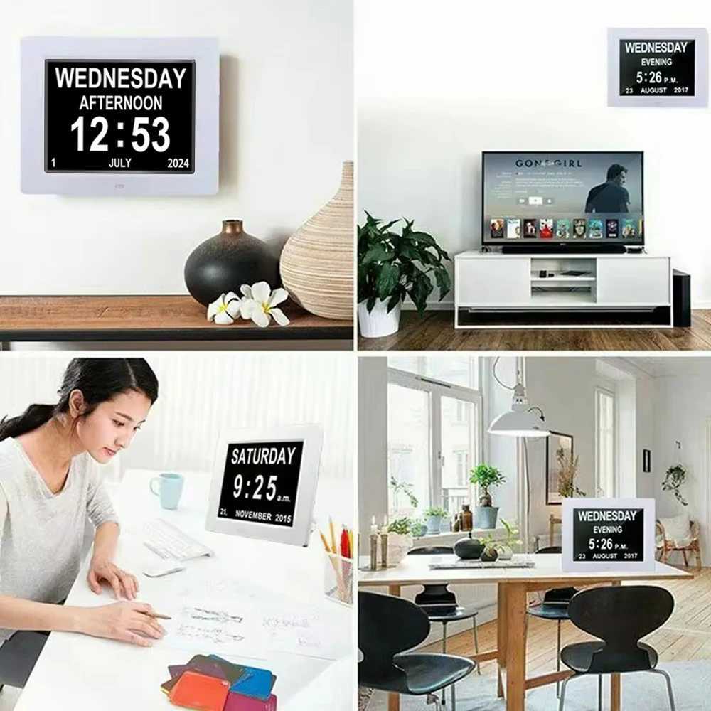 7 Inch Digital Calendar Alarm Clock with 4 Alarm Options 10 LanguagesPhoto Frame Media Playerlarge Dementia Alzheimers Clock M251205 - view 7