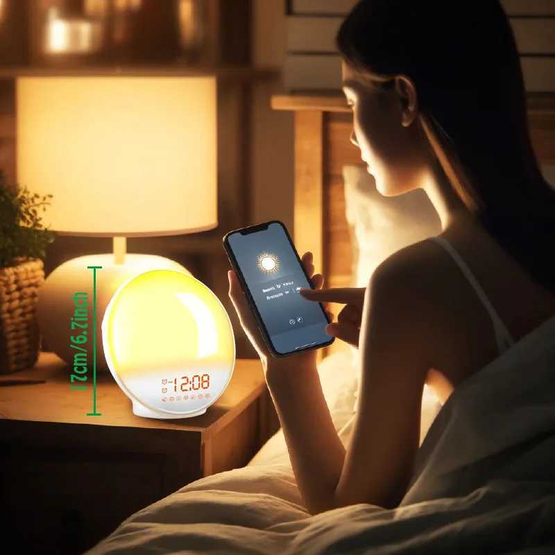 Smart Wake Up Light Alarm Clock Digital Desk Clock with Natural Sounds Bluetooth Speaker APP Control FM Radio Nightlight M251205 - view 4