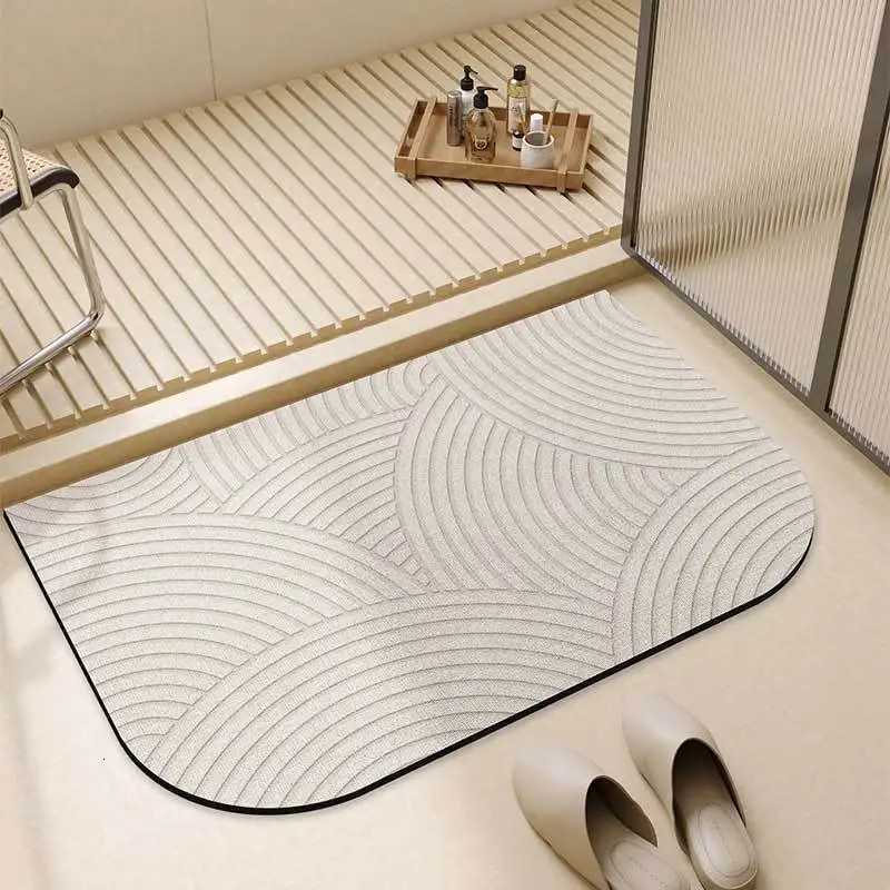 VIKAMA Simple Style Rounded Corners Bathroom MatDiatomite Household Bathroom Doorway Water-Absorbent Easy-Care Foot Mat Decor H251205