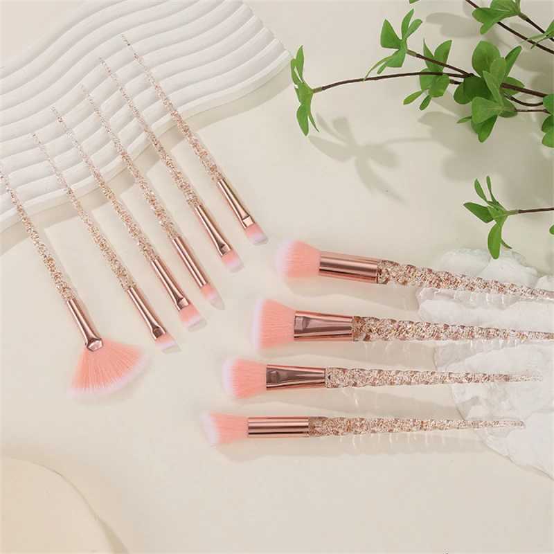 10Pcs Threaded Makeup Brushes Crystal Transparent Spiral Handle Loose Powder Blush Brushes Beauty Tools Cosmetic Brushes SetT251205