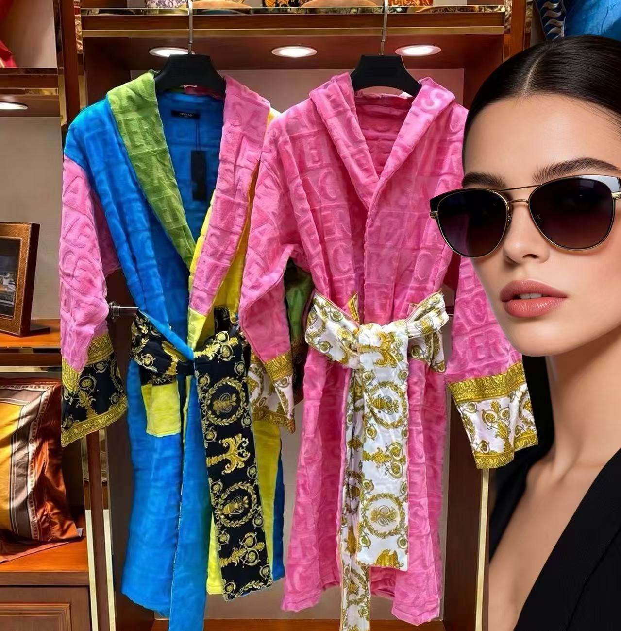 High-Quality Cotton Men & Women Bathrobe Sleepwear Letter Print Designer Nightgown Winter Warm Unisex 6 Colors Robe #k51