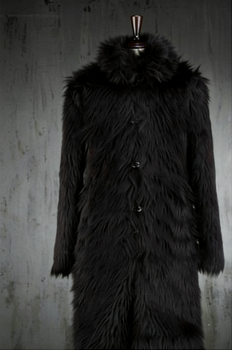 Fur coat, men's overcoat, mid-length style, long fur patchwork design