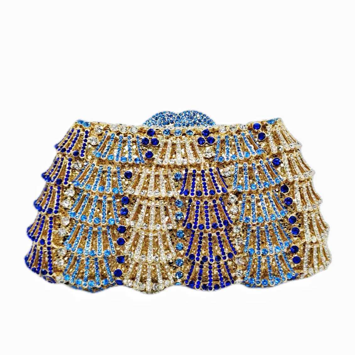 XIYUAN Women Crystal Evening Bags Wedding Party Luxury Rhinestone Handbags Bridal Purses Female Designer Hollow Gold Clutches K251205