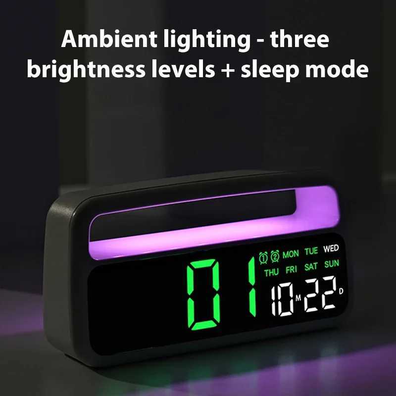 Digital Alarm Clock with Ambient-Light Date Dual Alarms Electronic Table Clock Brightness Adjustment Sleep Mode Home LED Clocks M251205 - view 5
