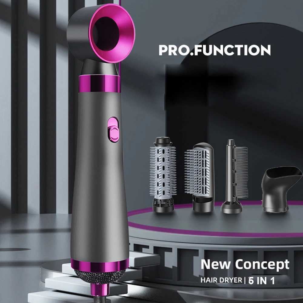 Hot Air Brush 5 In 1 Home Use Multi-functional Hair Dryer Styler Curler Straightener Comb 5-in-1 Hair Styling Tool Set Air ComW251204