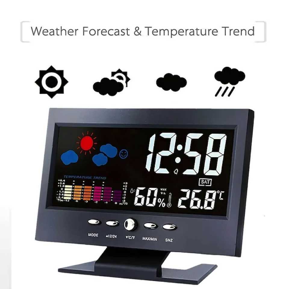 Weather Clock With Time Date Week Temperature Humidity Display Weather Forecast Function With Voice-activated Backlight Function M251205 - view 3