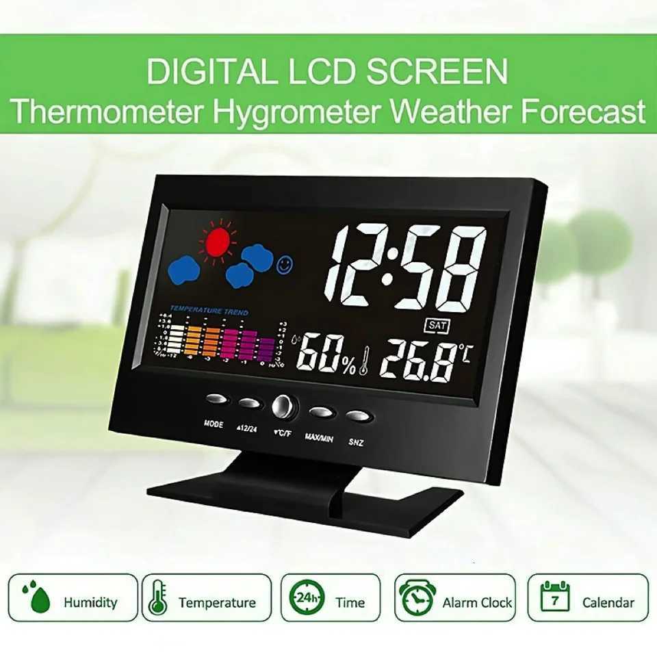 Weather Clock With Time Date Week Temperature Humidity Display Weather Forecast Function With Voice-activated Backlight Function M251205