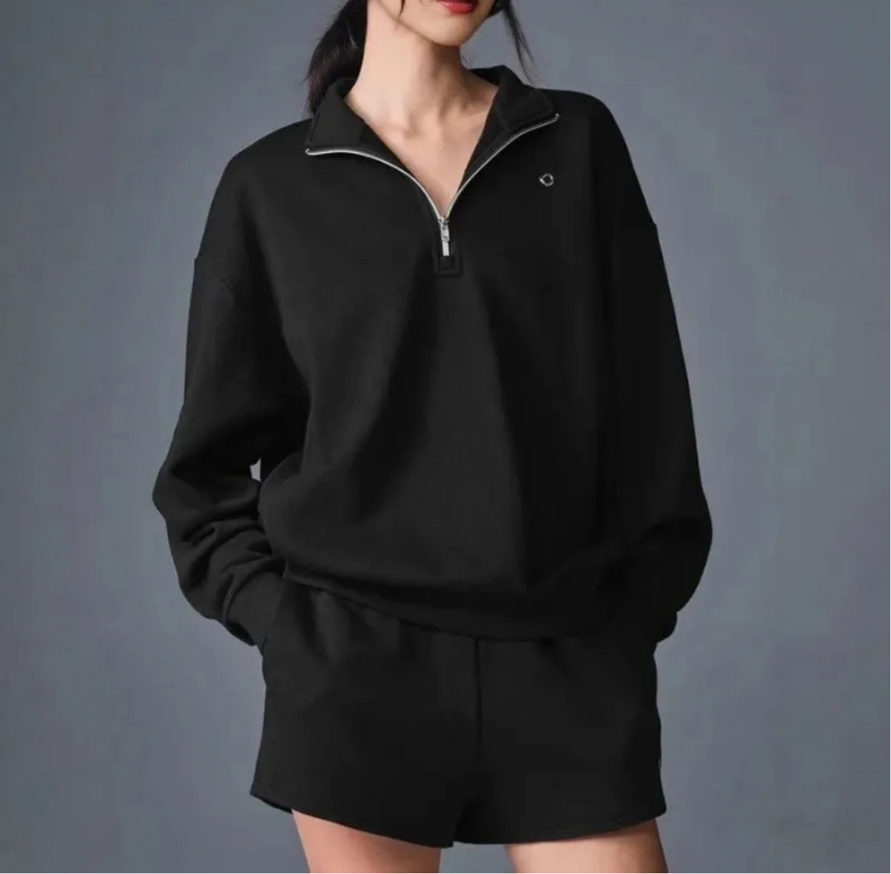 Women's Hoodies Women Spring Basic Hoodie Outdoor Fashion Half Zipper Pullovers Autumn Solid Casual Pocket Long Sleeve Sweatshirt Black Tops