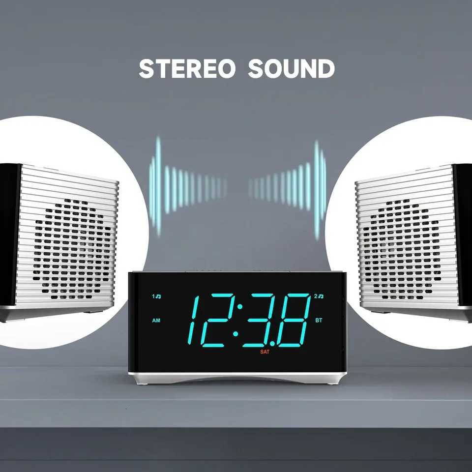 iTOMA 3501 Bluetooth Alarm Clock Dual Alarm FM Radio Stereo Speakers Snooze Dimmer USB Charging M251205