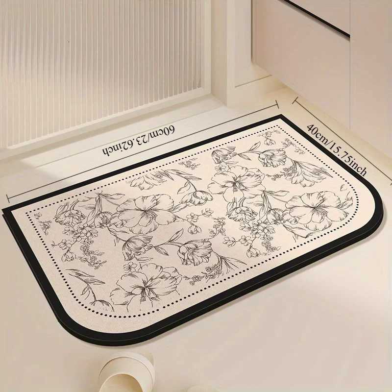 VIKAMA Light Luxury European Flower Bathroom Absorbent Floor Mat Diatomite Toilet Floor Mat Bath Door Carpet Home Decor H251205
