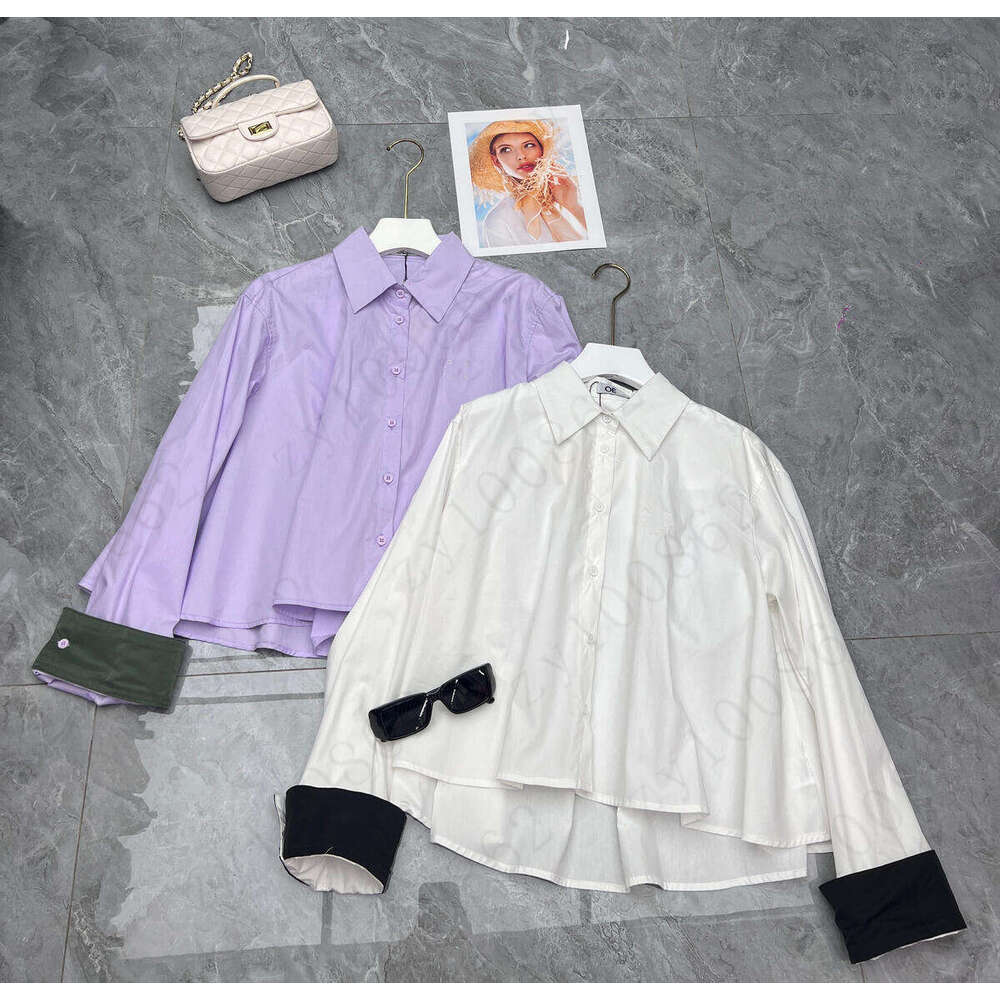 Women blouse Designer shirt brand lapel shirt Fashion embroidery LOGO design vacation cotton shirts long sleeve blouse Dec 05