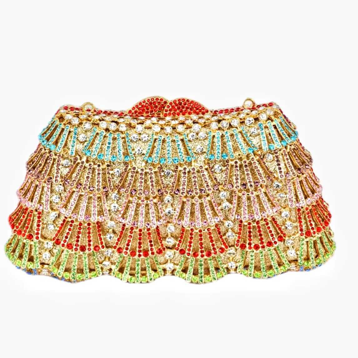 XIYUAN Women Crystal Evening Bags Wedding Party Luxury Rhinestone Handbags Bridal Purses Female Designer Hollow Gold Clutches K251205