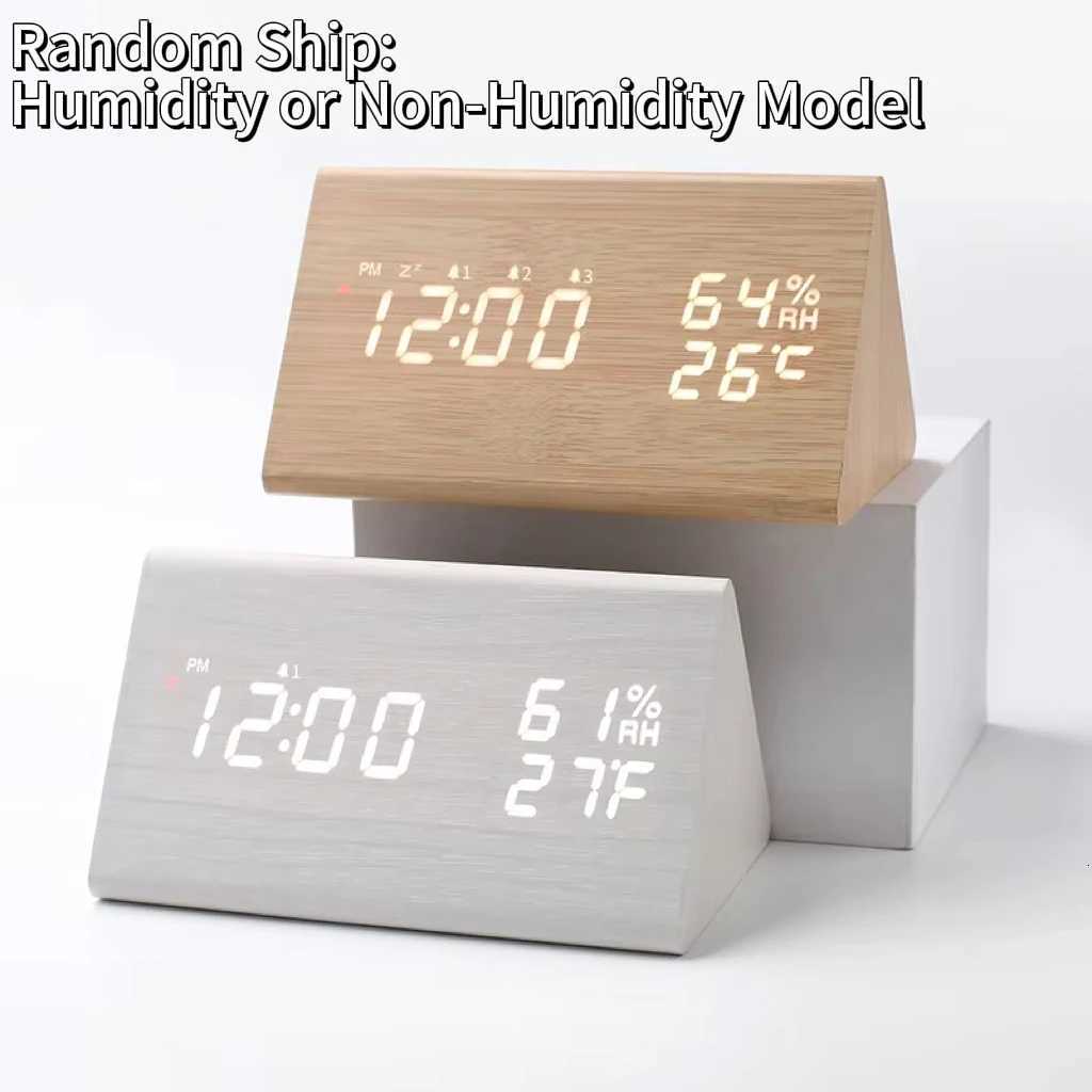 Simple LED alarm clock sound control night light silent USB charging temperature detection bedside table alarm clock M251205 - view 3