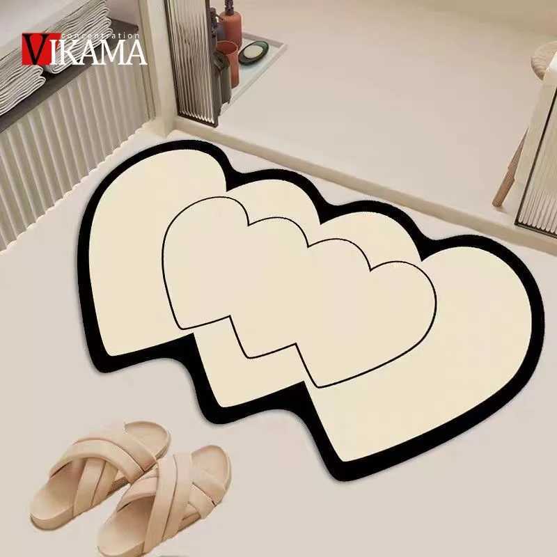 VIKAMA Black White Irregular Carpet Absorbent Bathroom Mat Non-Slip Diatom Mud Toilet Pad Quick-Drying Floor Mat Shower Rug H251205
