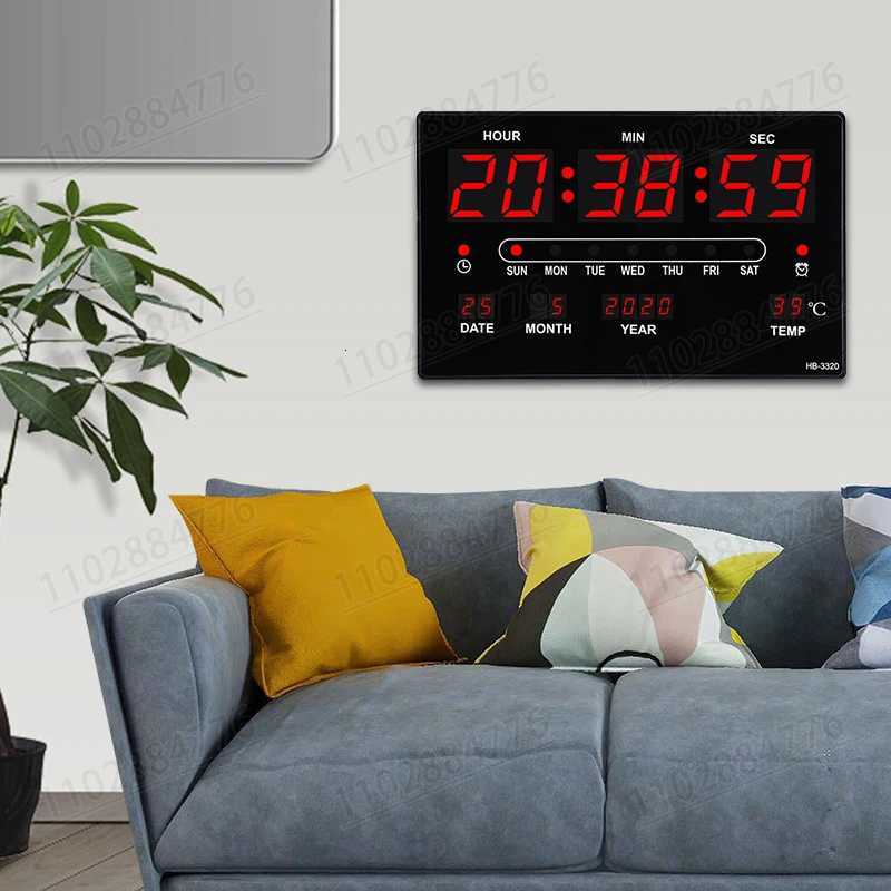 LED Digital Electronic Clock Backlight Large Digital Alarm Clock Temperature Calendar Bedroom Wall Calendar Clock M251205 - view 6